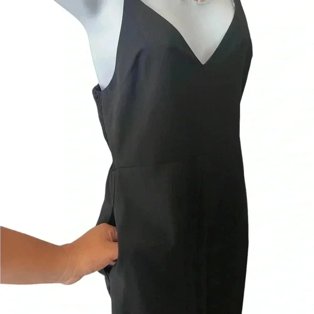 Madewell Thistle Wide Leg Cami Jumpsuit Black Smocked Back Size 00 Strong alter - Picture 12 of 12